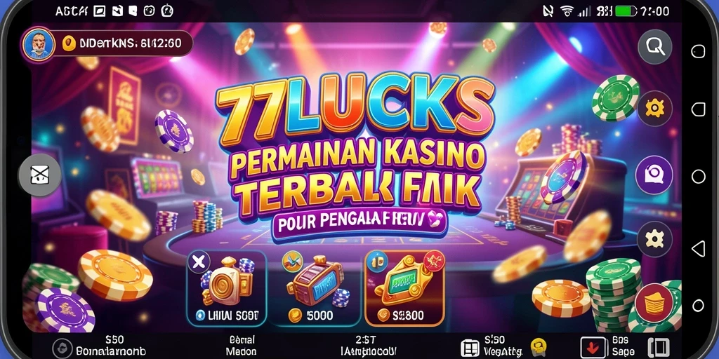 Gameplay menarik dalam aplikasi kasino 77LUCKS, menampilkan keseruan pemain.