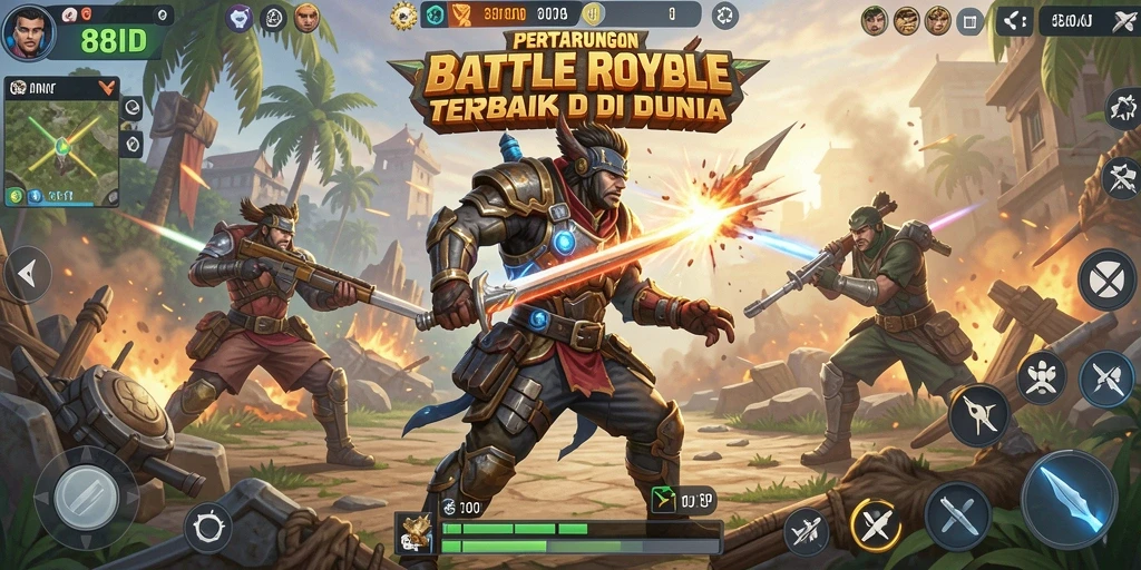 Screenshot 88ID menampilkan aksi seru dalam pertarungan Battle Royale.