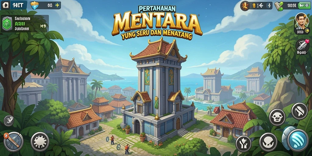 Screenshot menunjukan aksi menara dalam menghalau serangan musuh.