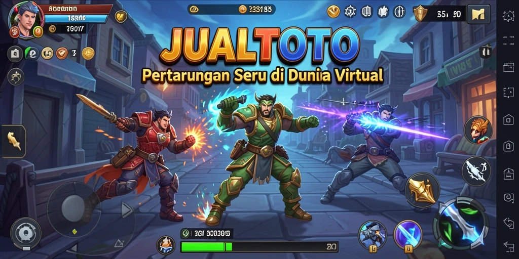 Tampilan pertarungan seru di JUALTOTO dengan grafis memukau.