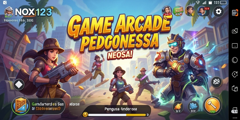 Screenshot utama NOX123 menampilkan aksi seru dalam gameplay Arcade.
